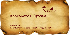 Kapronczai Ágosta névjegykártya